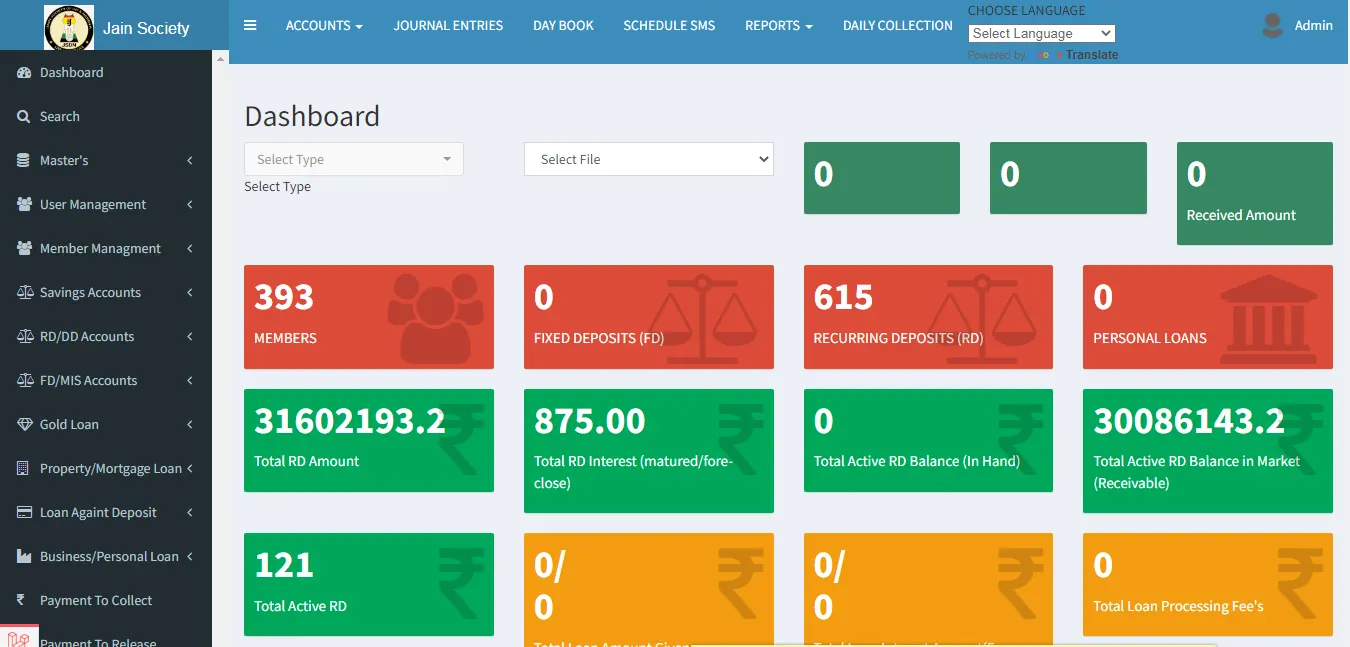 Jain Society ERP — Co-operative society ERP